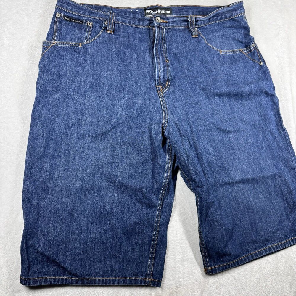 Y2K Rocawear Size 42Tab‎ Jean Carpenter Baggy Jorts Skate Grunge Hip Hop Rave - Picture 3 of 11